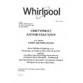 Certyfikat od firmy WHIRLPOOL