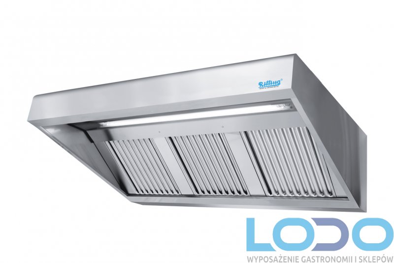 OKAP PRZYŚCIENNY SKOŚNY RILLING Z WENTYLATOREM , GŁĘBOKOŚĆ 900 mm, DŁUGOŚĆ 1000 mm