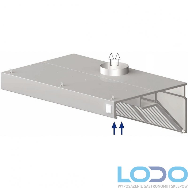 OKAP GASTRONOMICZNY PRZYŚCIENNY SKOŚNY Z ŁAPACZAMI TŁUSZCZU 5000x600x450 mm