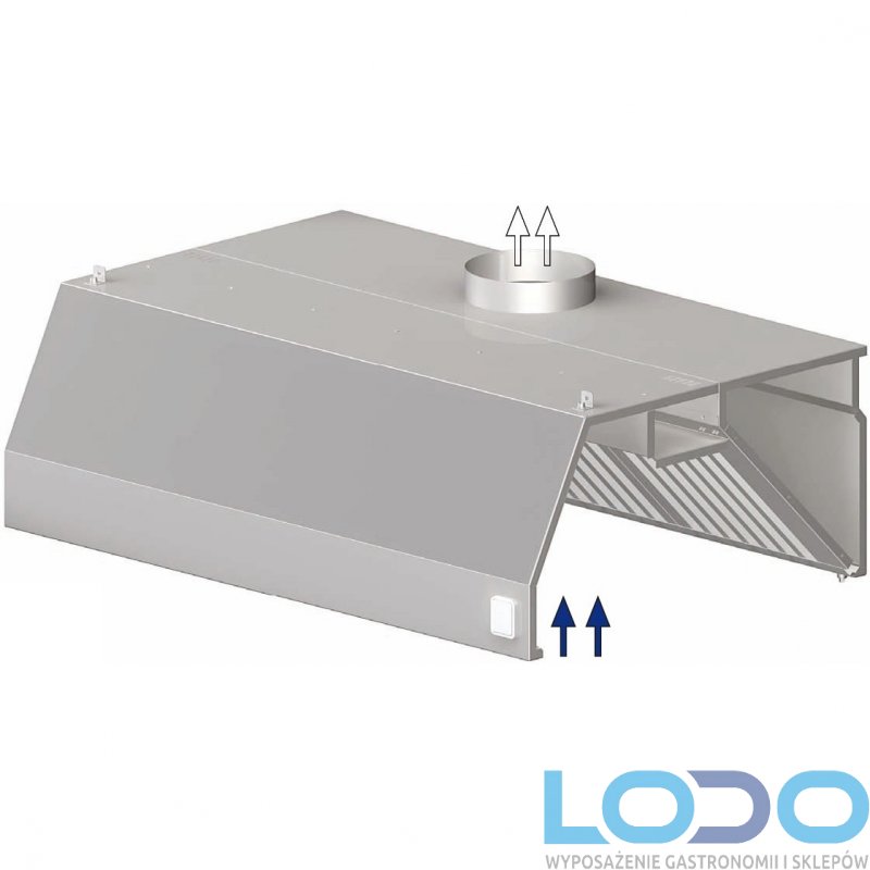 OKAP PRZYŚCIENNY TRAPEZOWY Z ŁAPACZAMI TŁUSZCZU 1100x900x450