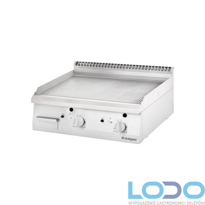 PŁYTA GRILOWA PODWÓJNA GAZOWA GŁADKO-RYFLOWANA STALGAST wym.800x700x250, moc 13kW, propan butan