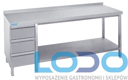 STÓŁ DO PRACY Z PÓŁKĄ i BLOKIEM 3 SZUFLAD RILLING 1200x700x850mm (DoR)
