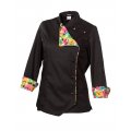Bluza kucharska damska czarna / kolorowe owoce Lodo