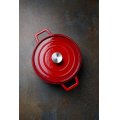 Garnek żeliwny emaliowany okrągły HENDI 0,2L, czerwony, 130x100x(H)48mm