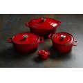 Garnek żeliwny emaliowany okrągły HENDI 0,2L, czerwony, 130x100x(H)48mm