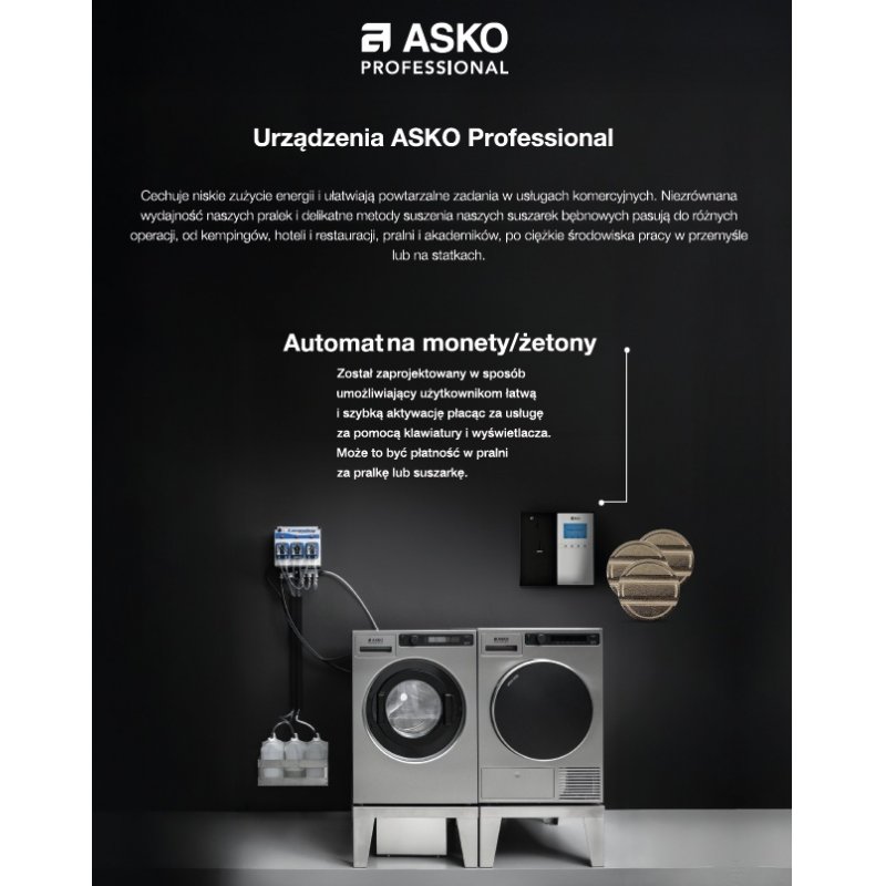 PRALKA i SUSZARKA PROFESJONALNA ASKO 7KG Z AUTOMATEM BEAS NA MONETY (OPCJA ŻETONY)