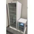 CHŁODZIARKA FARMACEUTYCZNA PRZESZKLONA POJEMNOŚĆ wym.595x617x1570mm poj. 300l. temp. +2–+8°C