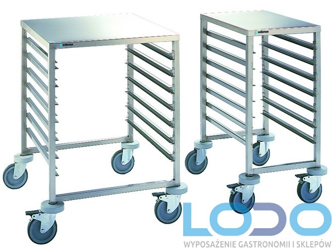 Wózek EDENOX z prowadnicami do pojemników GN 2/1 z blatem roboczym