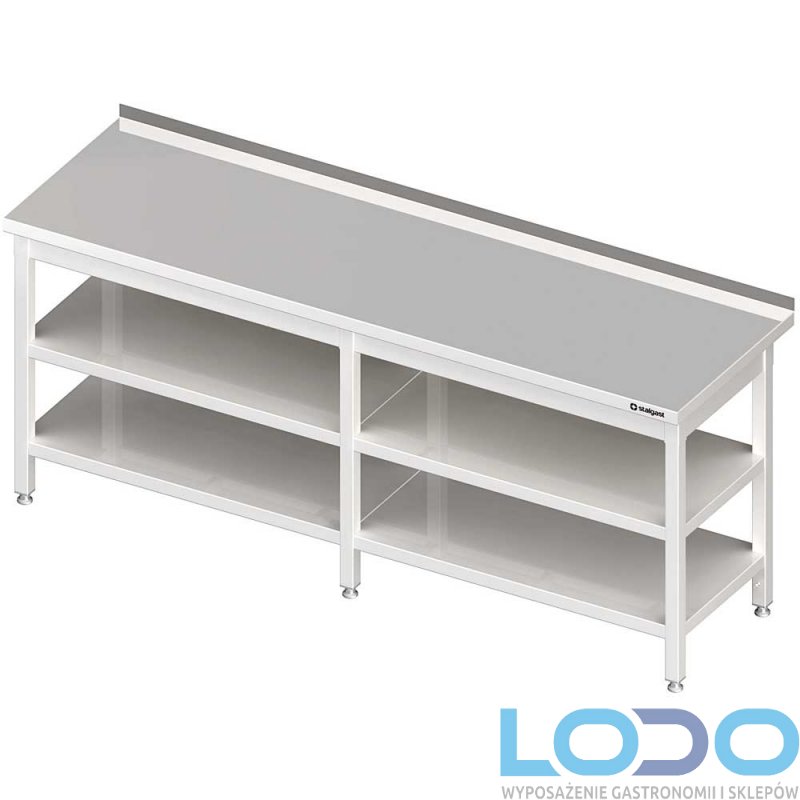 STÓŁ PRZYŚCIENNY SPAWANY Z DWOMA PÓŁKAMI STALGAST 2800/600/850