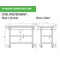 STÓŁ PRZYŚCIENNY NAROŻNY Z PÓŁKĄ SPAWANY  STALGAST A600/B600/850mm