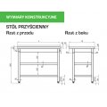 STÓŁ PRZYŚCIENNY Z BLOKIEM DWÓCH SZUFLAD I BLATEM STALGAST 900/700/850mm