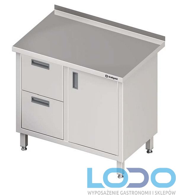 STOŁY PRZYŚCIENNE Z BLOKIEM DWÓCH SZUFLAD I DRZWIAMI SKRZYDŁOWYMI STALGAST 1000/700/850mm