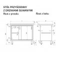 STÓŁ PRZYŚCIENNY Z BLOKIEM DWÓCH SZUFLAD I DRZWIAMI SUWANYMI STALGAST 1300/600/850mm