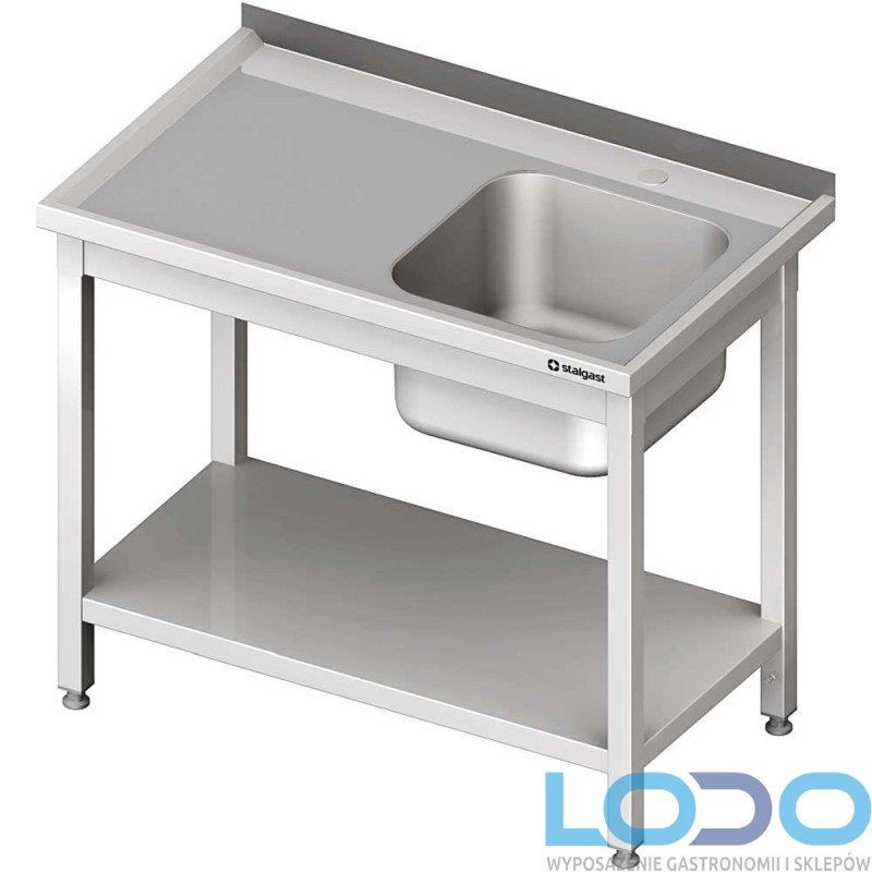 STÓŁ ZE ZLEWEM JEDNOKOMOROWYM Z PÓŁKĄ STALGAST 1300/700/850mm