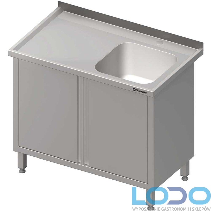STÓŁ ZE ZLEWEM JEDNOKOMOROWYM I DRZWIAMI SKRZYDŁOWYMI STALGAST 700/700/850mm