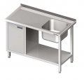STÓŁ ZE ZLEWEM JEDNOKOMOROWYM Z SZAFKĄ I PÓŁKĄ STALGAST 1700/700/850mm