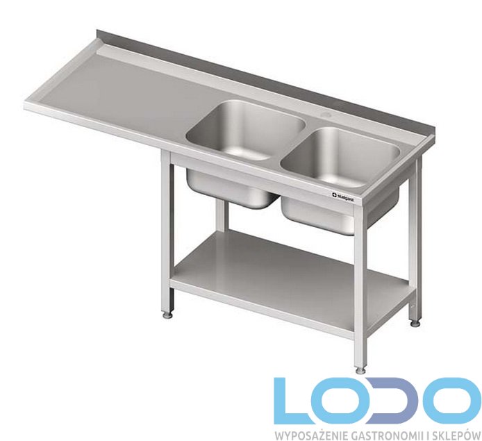 STÓŁ ZE ZLEWEM DWUKOMOROWYM I MIEJSCEM NA URZĄDZENIE STALGAST 2100/600/900mm