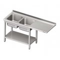 STÓŁ ZE ZLEWEM DWUKOMOROWYM I MIEJSCEM NA URZĄDZENIE STALGAST 1600/700/900mm