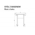 STÓŁ Z BASENEM JEDNOKOMOROWYM 1100/700/850mm h=400 mm
