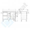 STÓŁ PRZYŚCIENNY Z SZUFLADAMI I DRZWIAMI SUWANYMI (LEWY/PRAWY) KOMAT KST-028 1400x600x850mm